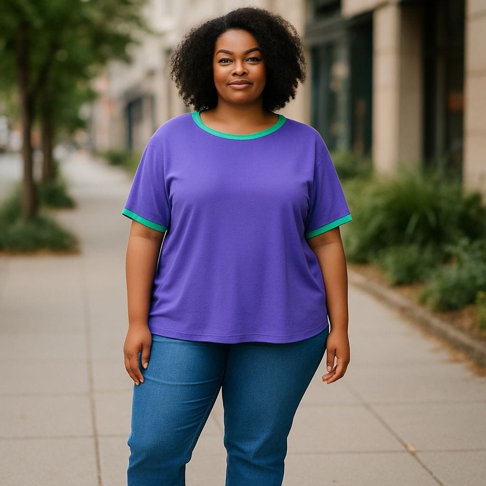 Purple and Green Women's Top